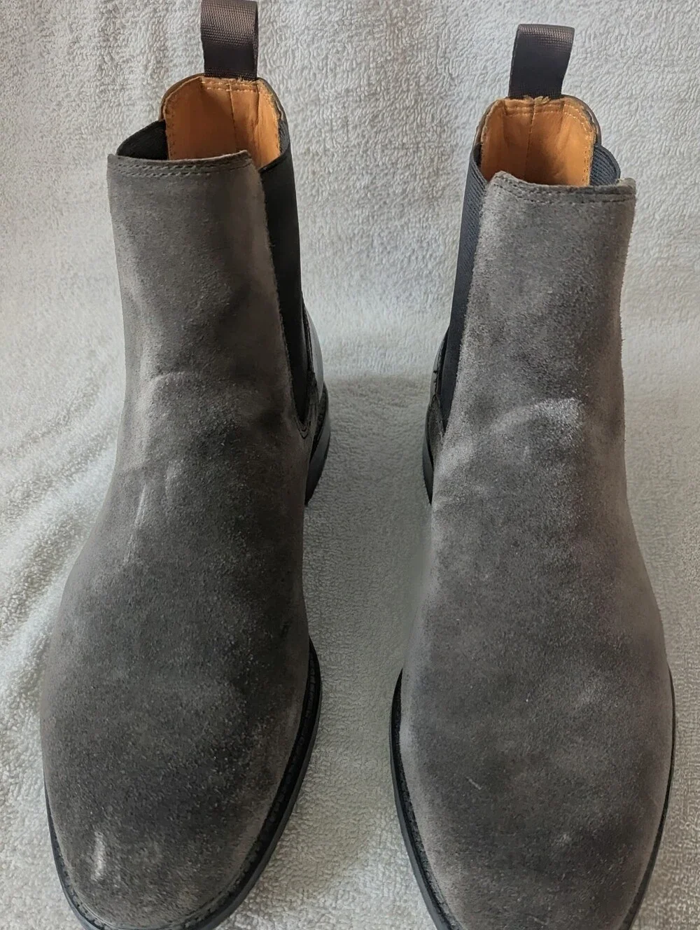 Men's Gray Suede Brown Leather Chelsea Boots - Stylish Slip-On Dress Casual